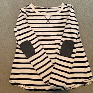 Ahoy! 100% cotton navy & cream stripe shirt